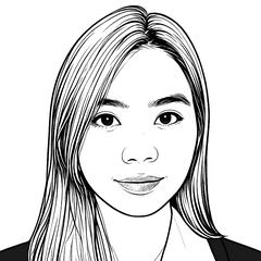 Line-drawn portrait of Irene M.
