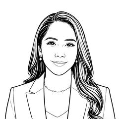 Line-drawn portrait of Prescilla May T.